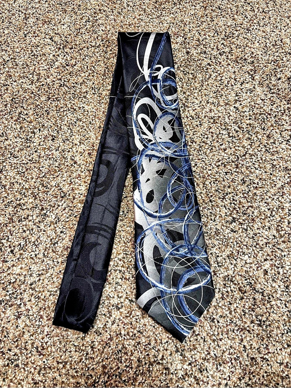 Vintage Garcia Happy Birthday Too Collection Silk Abstract Tie in Black & Blue E